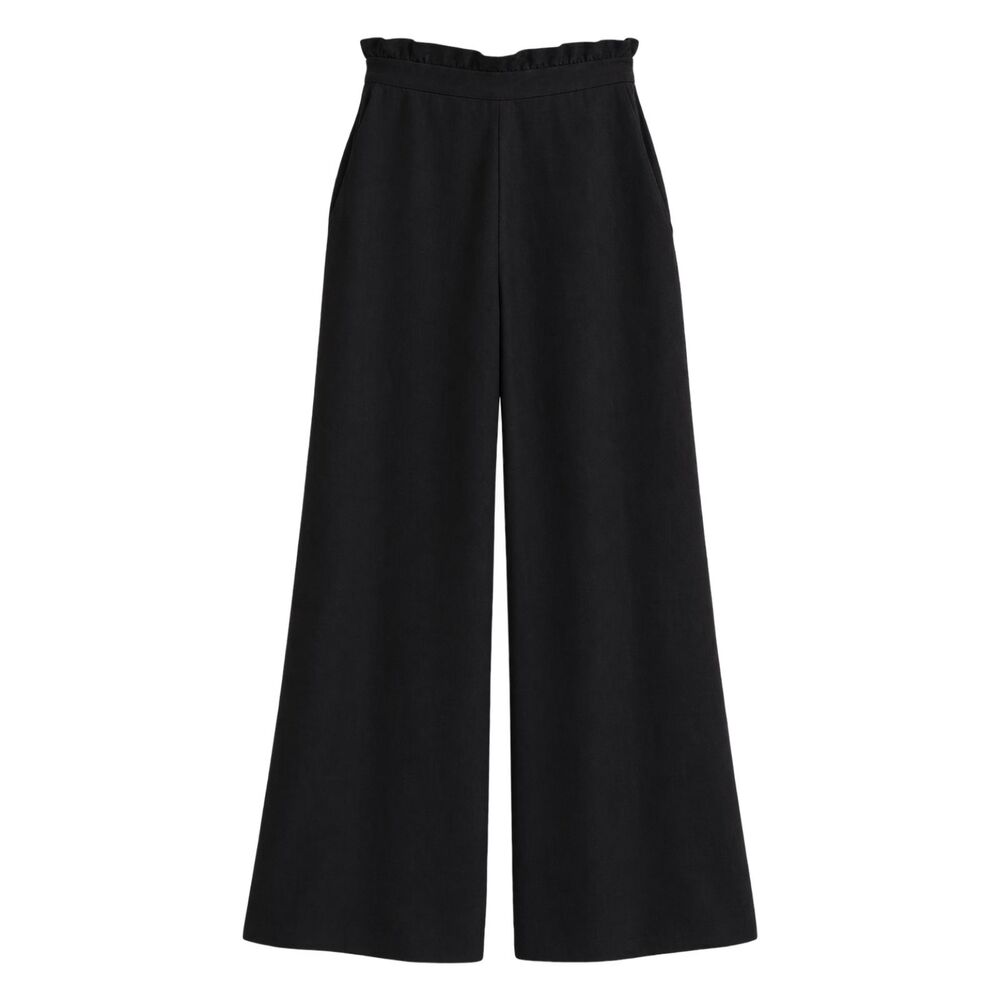 Topshop High-Waisted Linen-Blend Pants in Black